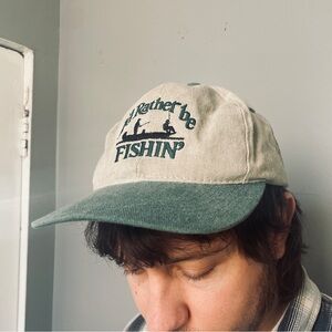 Vintage I’d rather be fishing strapback cap hat 90s dad